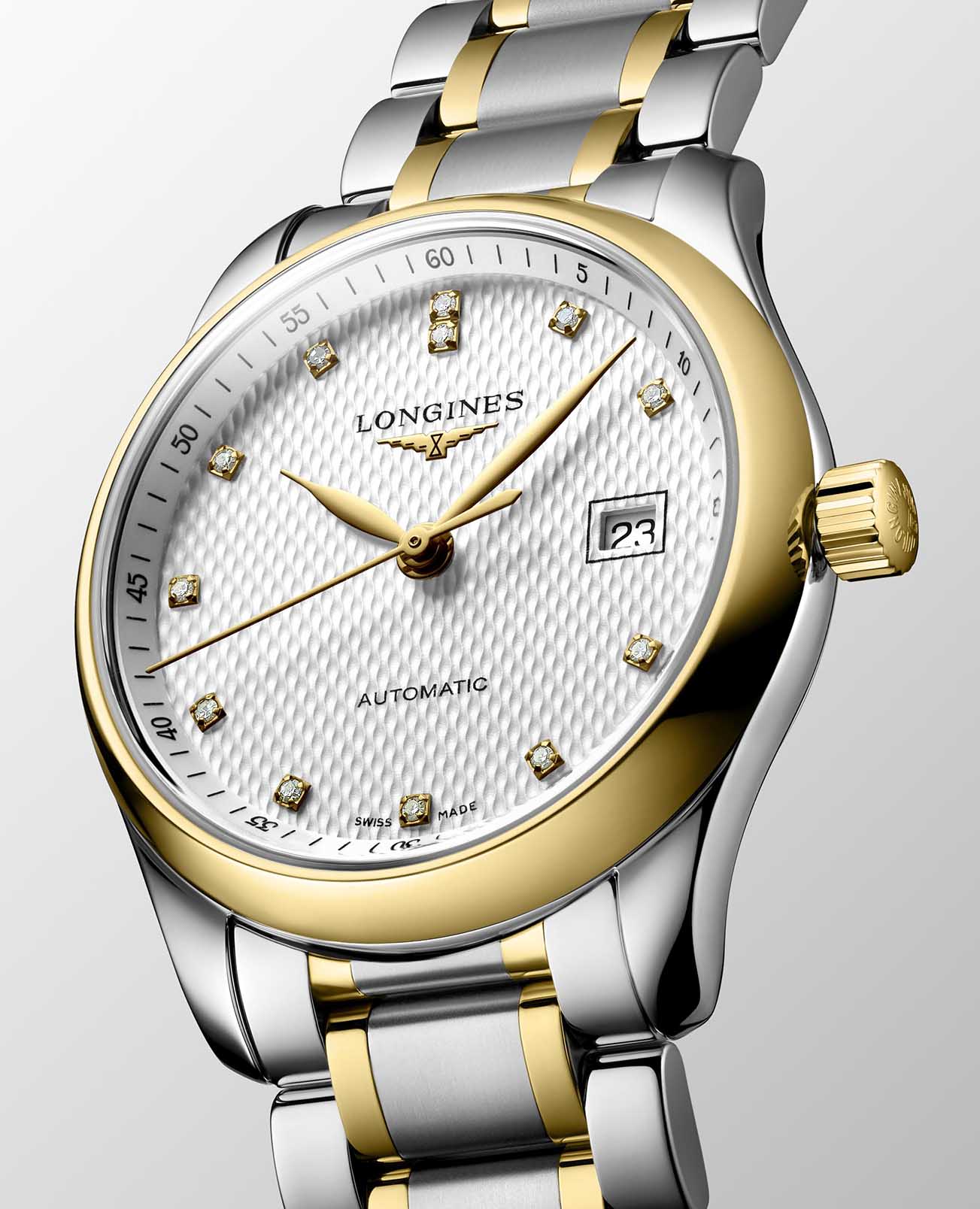 Longines Longines Master Collection L2.257.5.77.7, master collection швейцария женские часы на браслете нержавеющая сталь + золото 18к боковой вид